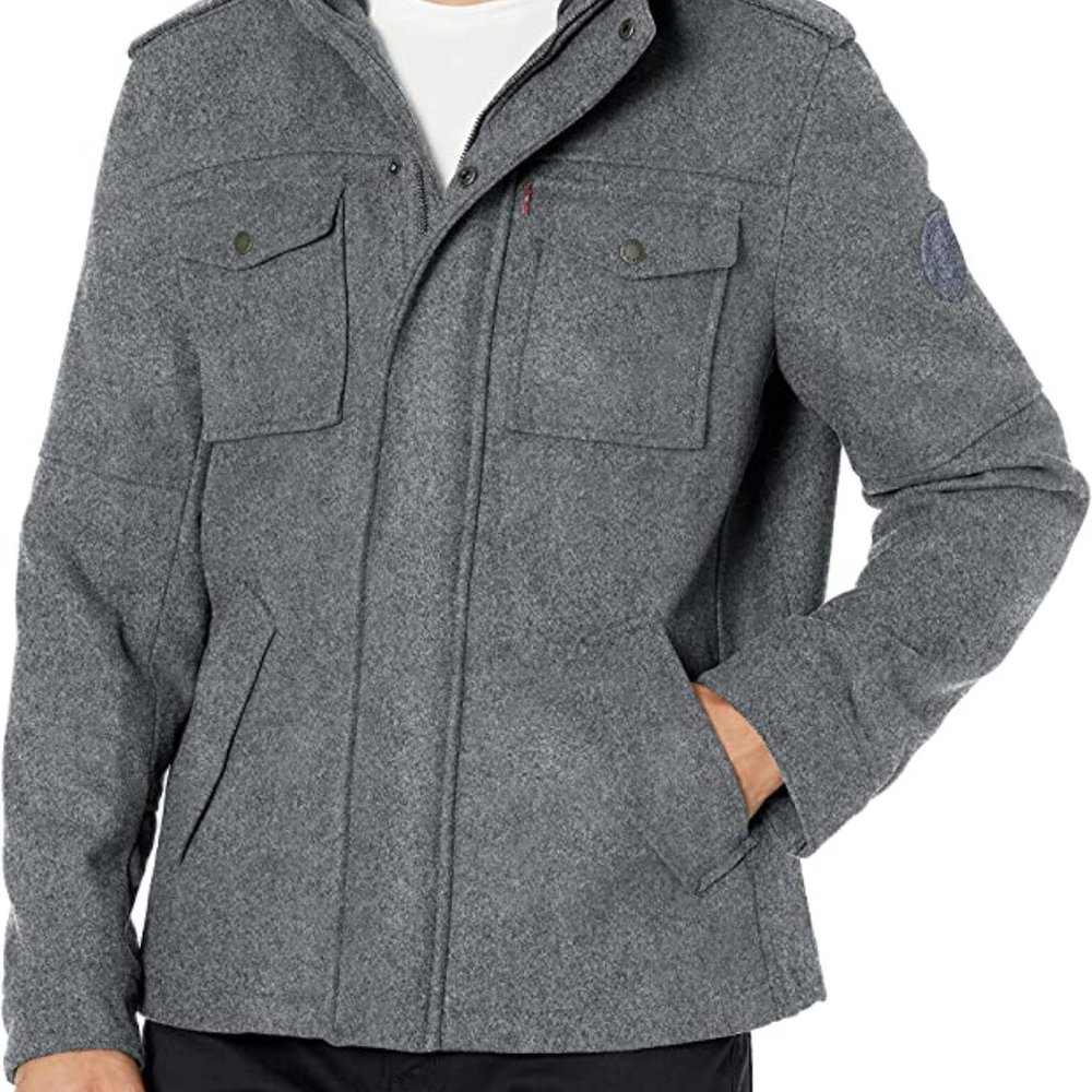 Levi's Men's Wool Blend Hooded Military Jacket BRAND NEW